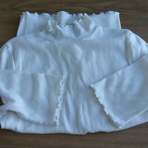 Gap lettuce trim pointelle knit mockneck